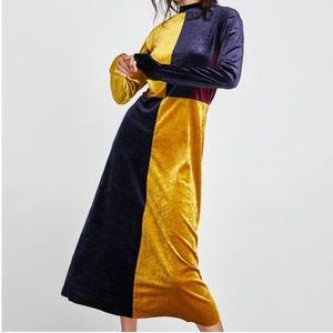 Zara Velvet Color-block Dress